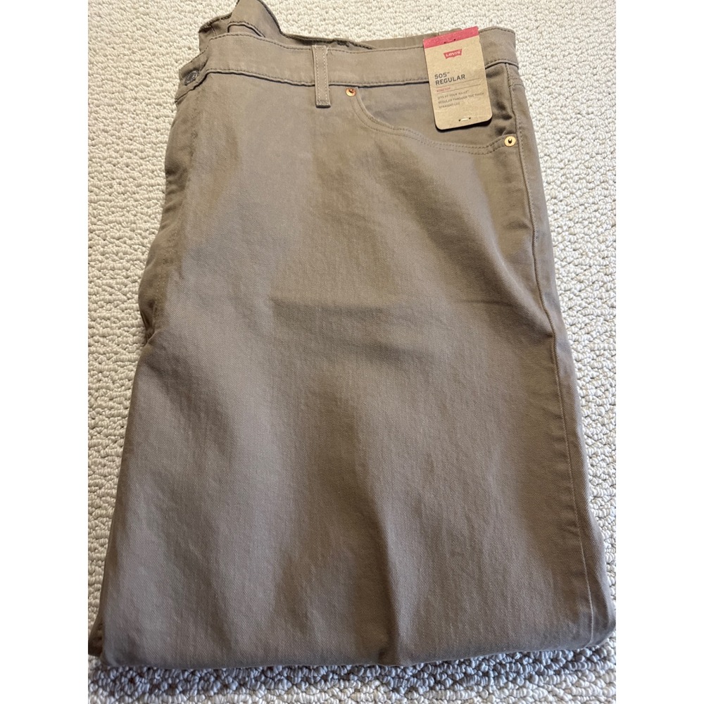 Levis 505 Regular Fit Khaki Tan Pants Mens 40x30 Straight Leg Stretch Chino Jean
